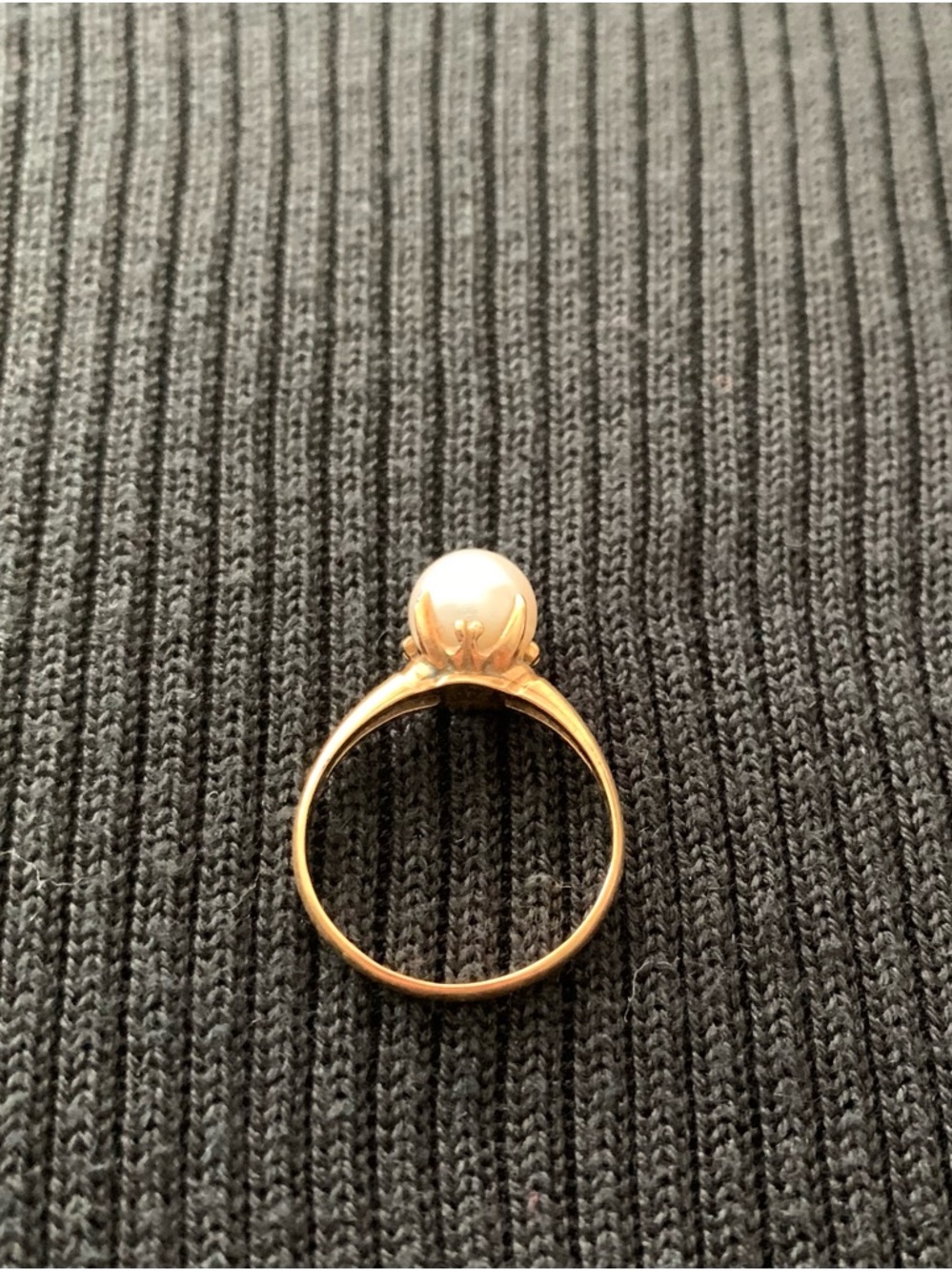 Vintage Pink Rose Pearl 18k Solitaire Ring *Size 6.5